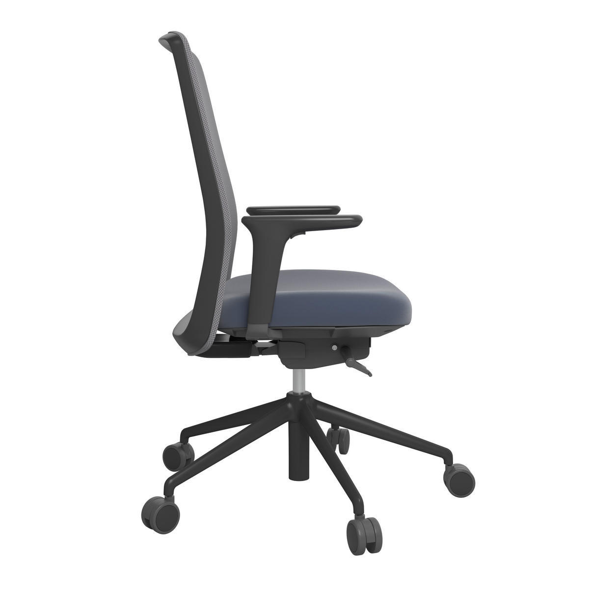 DREHSTUHL Lederlook Grau, Schwarz, Dunkelblau  - Schwarz/Dunkelblau, MODERN, Kunststoff/Textil (70/103-115/70cm)