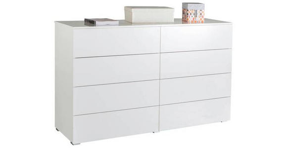 SIDEBOARD 140/85/44 cm in Weiß Hochglanz - Weiß Hochglanz/Alufarben, Design, Holzwerkstoff/Kunststoff (140/85/44cm) - Carryhome