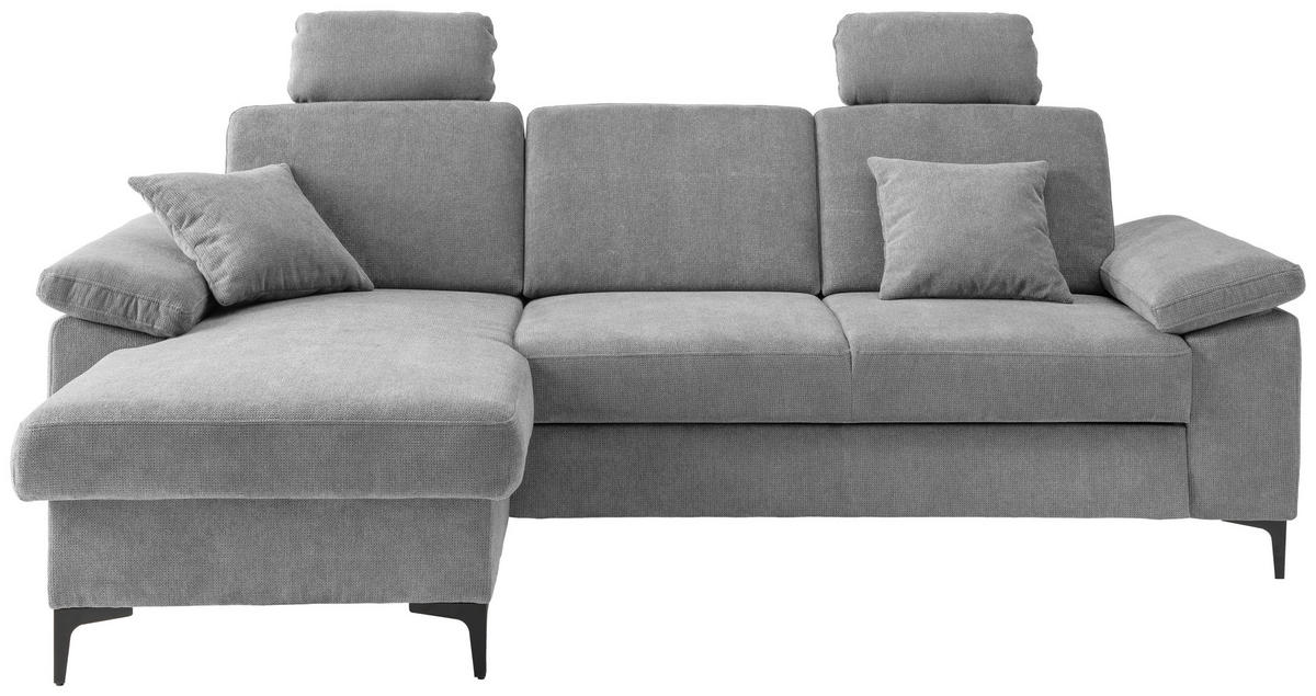 ECKSOFA Chenille Grau  - Schwarz/Grau, Konventionell, Textil/Metall (151/245cm) - Livetastic