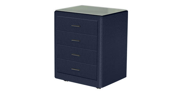 NACHTSCHRANK 50/64/41,5 cm  - Schwarz/Dunkelblau, KONVENTIONELL, Glas/Textil (50/64/41,5cm) - Dieter Knoll