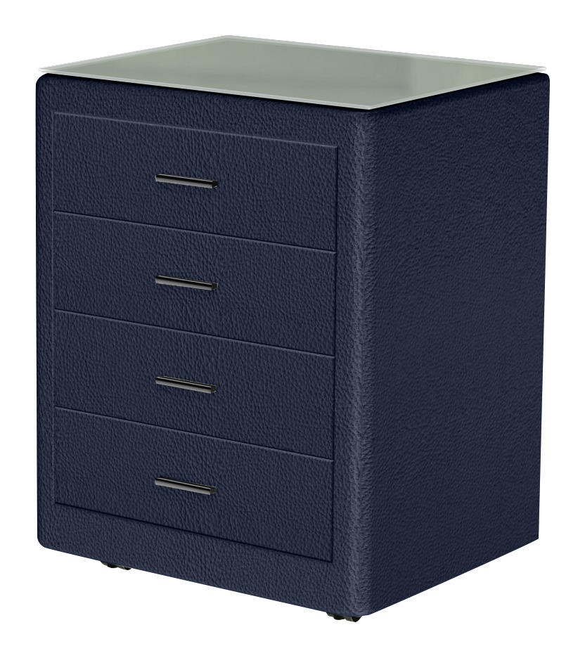 NACHTSCHRANK 50/64/41,5 cm  - Schwarz/Dunkelblau, KONVENTIONELL, Glas/Textil (50/64/41,5cm) - Dieter Knoll