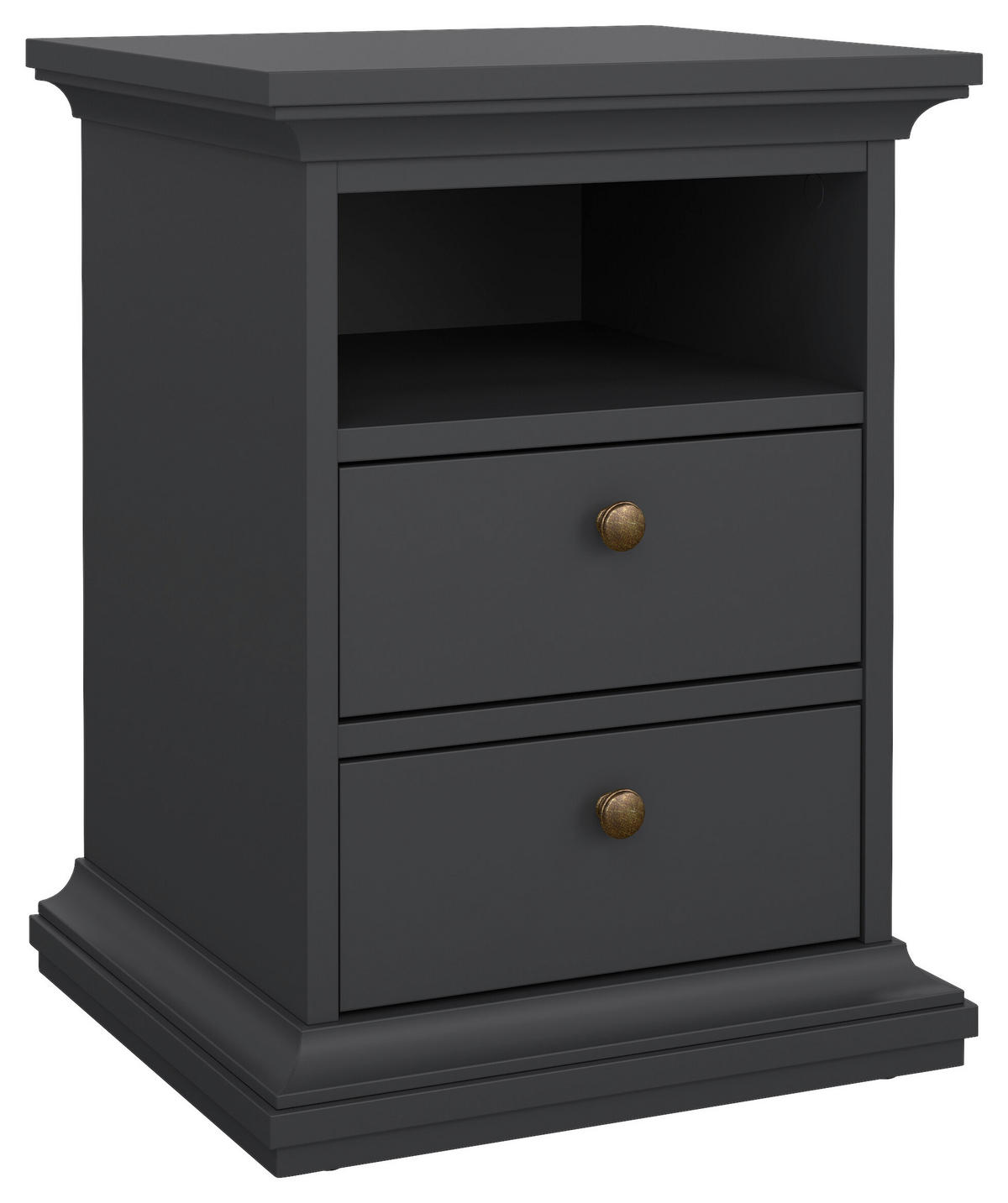 NOČNÝ STOLÍK, sivá, 43,6/58,8/40 cm - sivá/mosadzná, Modern, kov/kompozitné drevo (43,6/58,8/40cm) - MID.YOU