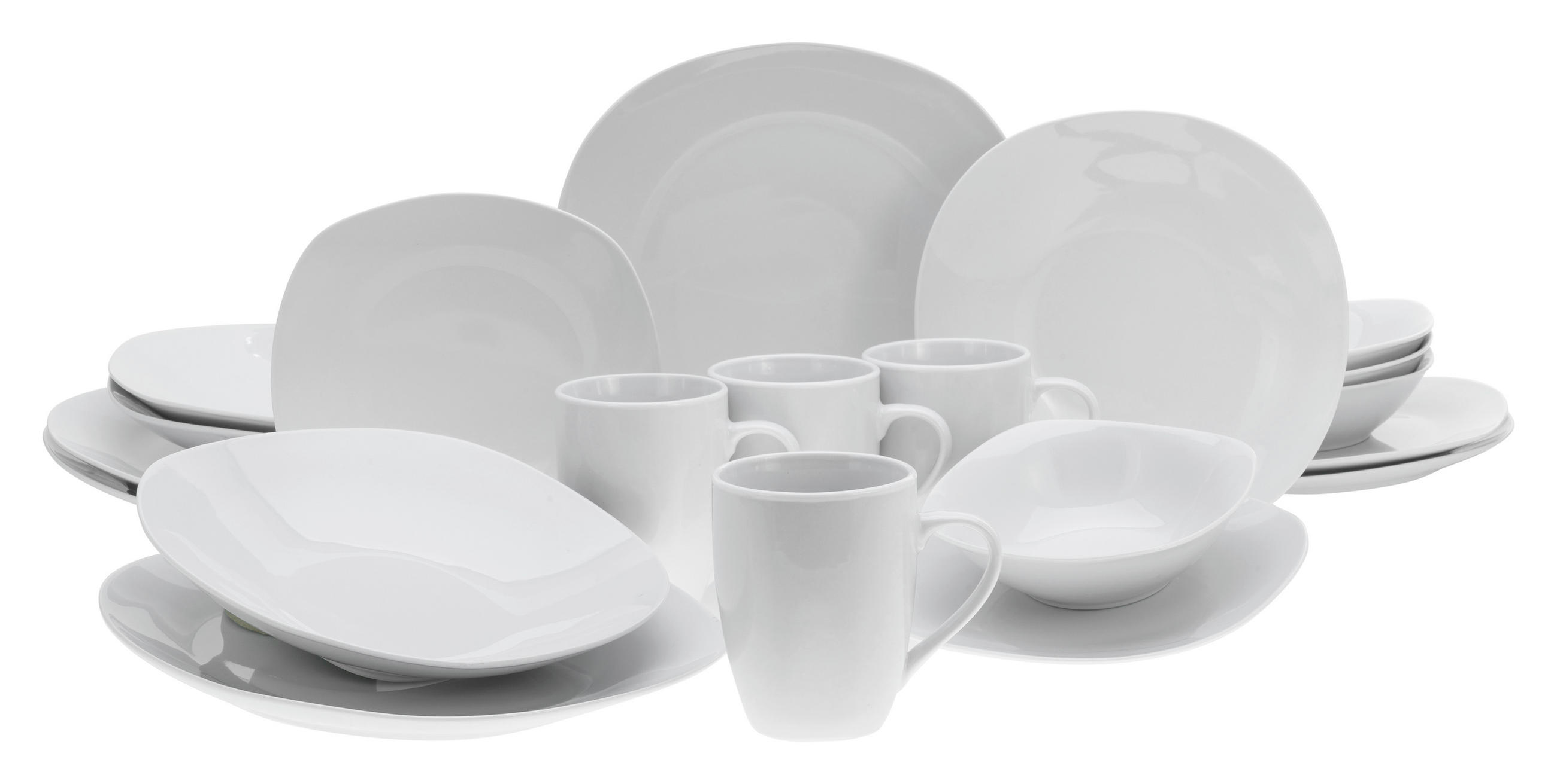 KOMBINOVANÝ SERVIS SQUARE WEISS 20-dielne  - biela, Basics, keramika - Creatable
