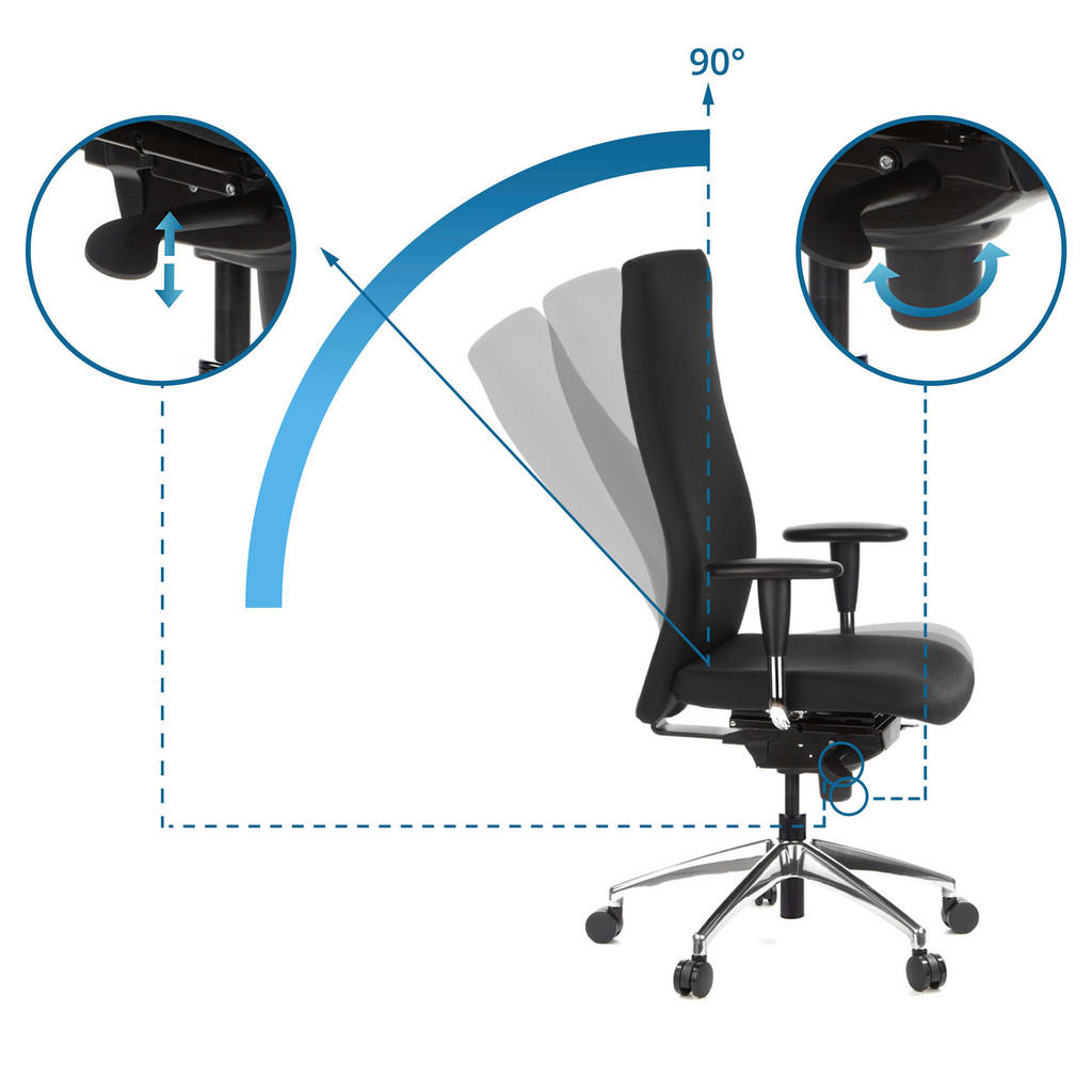 Thumbnail - Mid.you Drehstuhl, Schwarz, Textil, Drehkreuz, 58x131x54 cm, Sitzfläche 360° drehbar, ergonomische Rückenlehne, Arbeitsz...