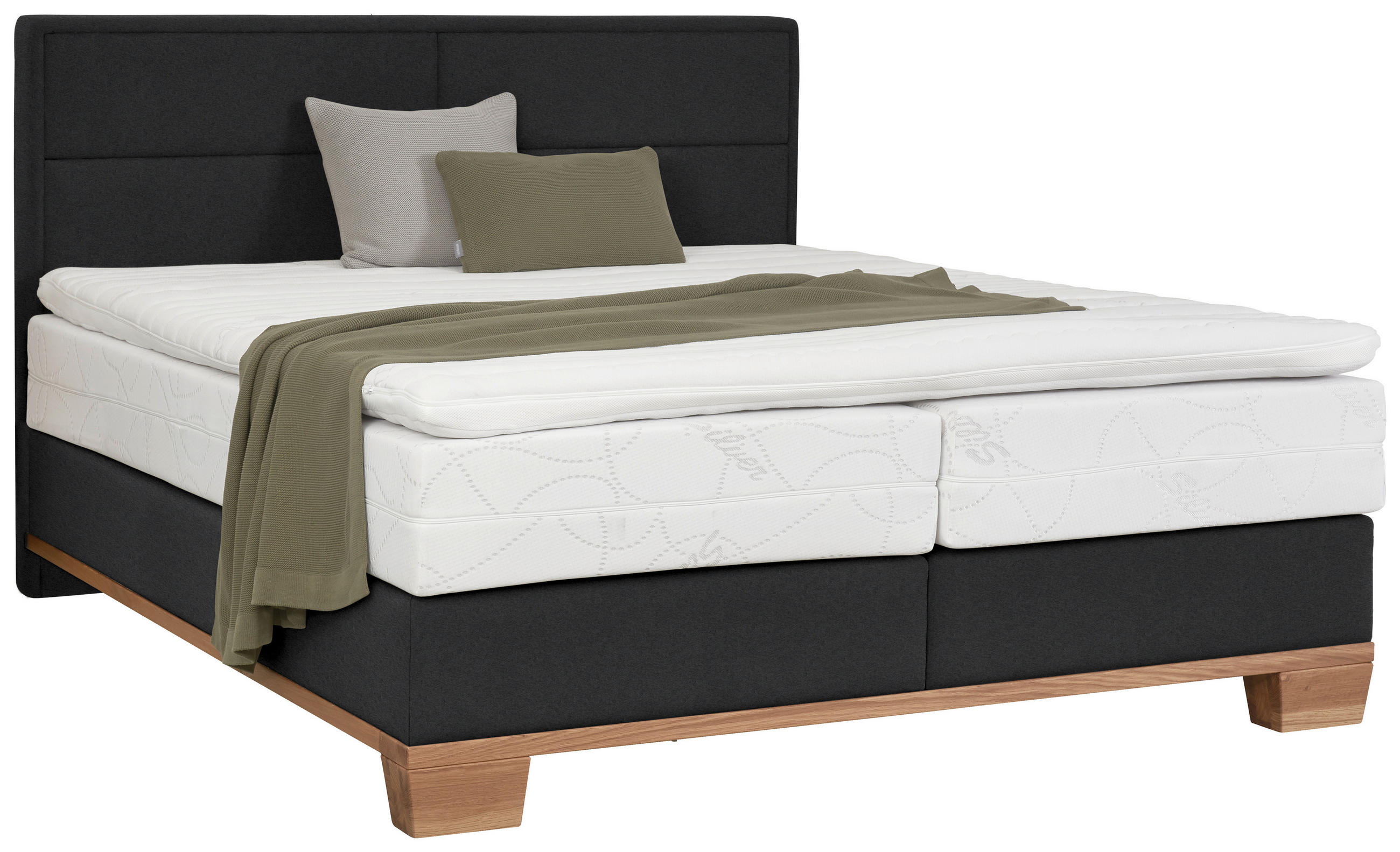 BOXSPRINGBETT 200/200 cm  Eichefarben, Dunkelgrau  - Eichefarben/Dunkelgrau, Natur, Holz/Textil (200/200cm) - Valnatura