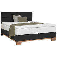 BOXSPRINGBETT 180/200 cm,  in Eichefarben, Dunkelgrau, Matratze, Topper, H2 = mittel  - Eichefarben/Dunkelgrau, Natur, Holz/Textil (180/200cm) - Valnatura