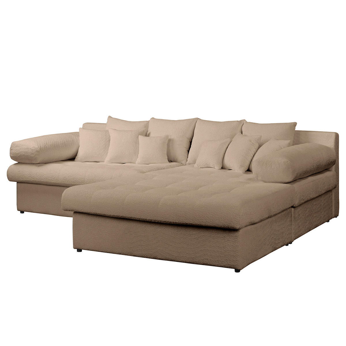 ECKSOFA Naomi in Chenille Hellbraun Rückenkissen  284/243 cm  - Hellbraun/Schwarz, Design, Kunststoff/Textil (284/243cm) - P & B