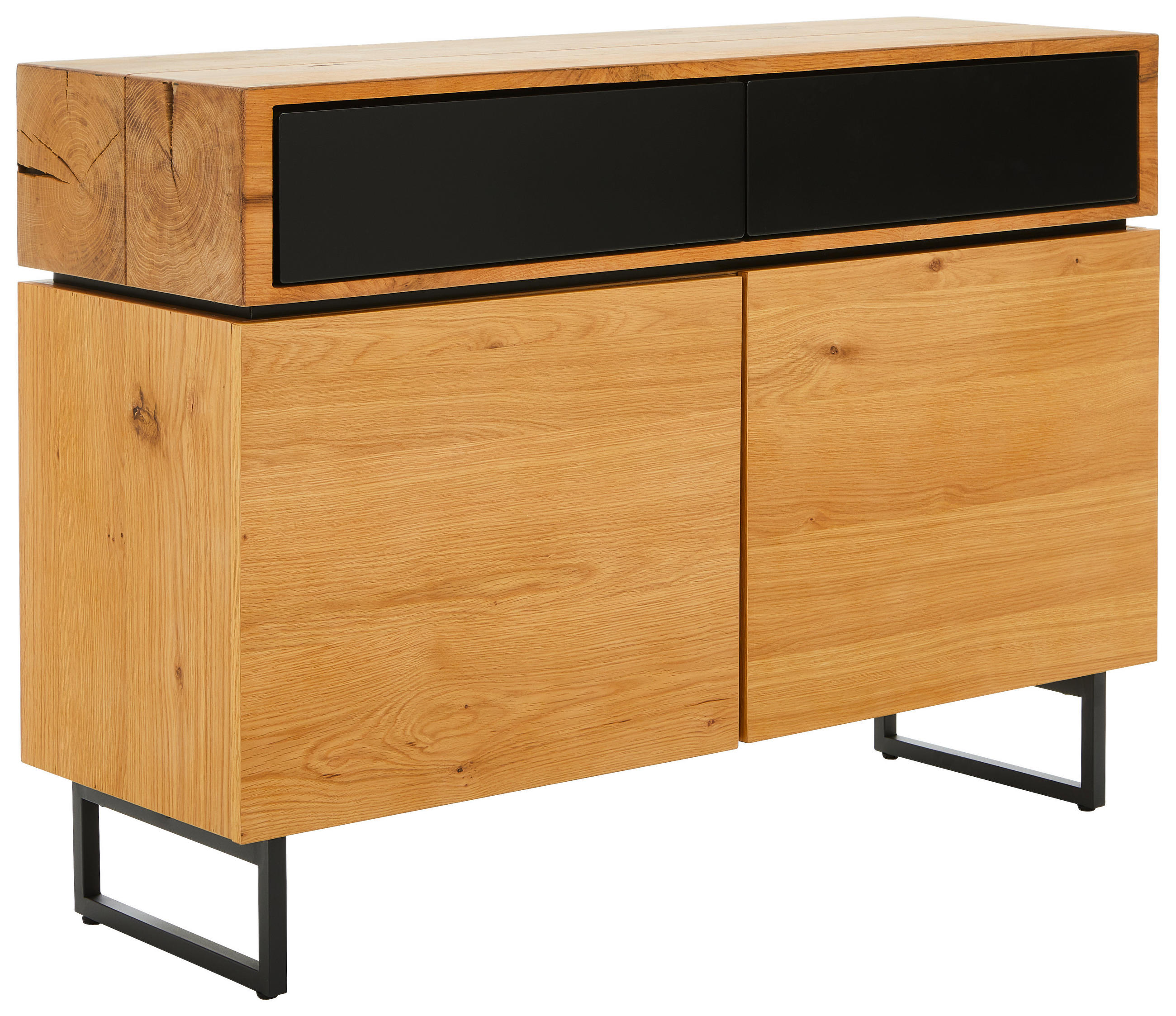 SIDEBOARD 120/86/40 cm  - svart/ekfärgad, Design, metall/trämaterial (120/86/40cm) - MID.YOU