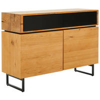 SIDEBOARD  120/86/40 cm 2 låda(or)  - svart/ekfärgad, Design, metall/trämaterial (120/86/40cm) - MID.YOU