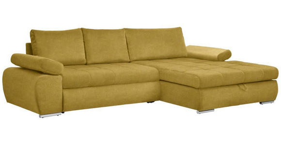 ECKSOFA in Flachgewebe Gelb  - Chromfarben/Gelb, Design, Kunststoff/Textil (294/173cm) - Carryhome