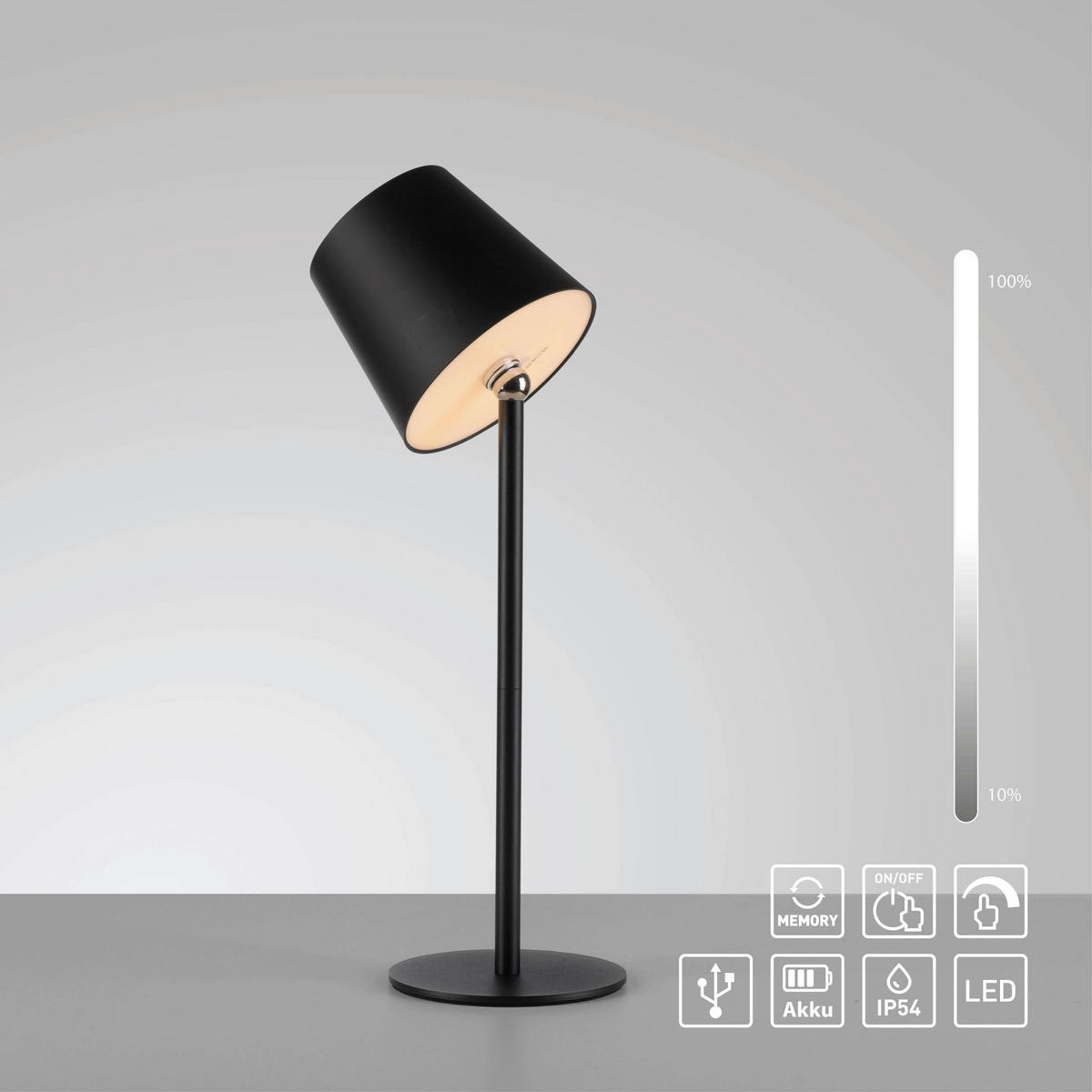 LED-TISCHLEUCHTE Boteria 11/11/37 cm   - Schwarz, MODERN, Kunststoff/Metall (11/11/37cm)