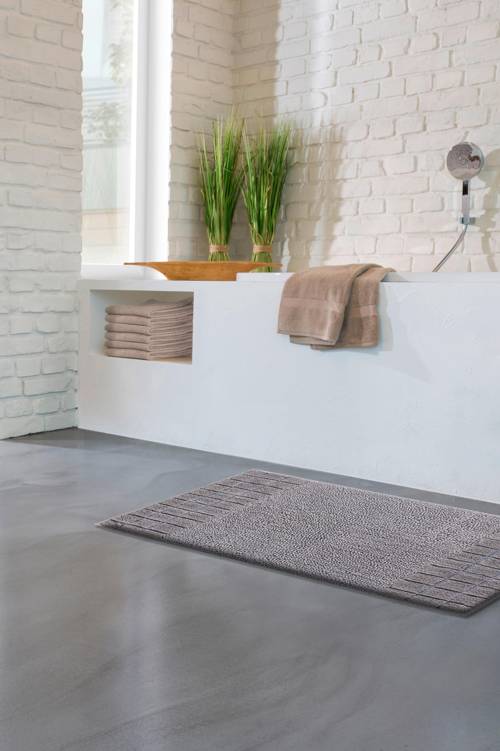 BADEMATTE Grau 60/90 cm  - Grau, KONVENTIONELL, Kunststoff/Textil (60/90cm) - Grund