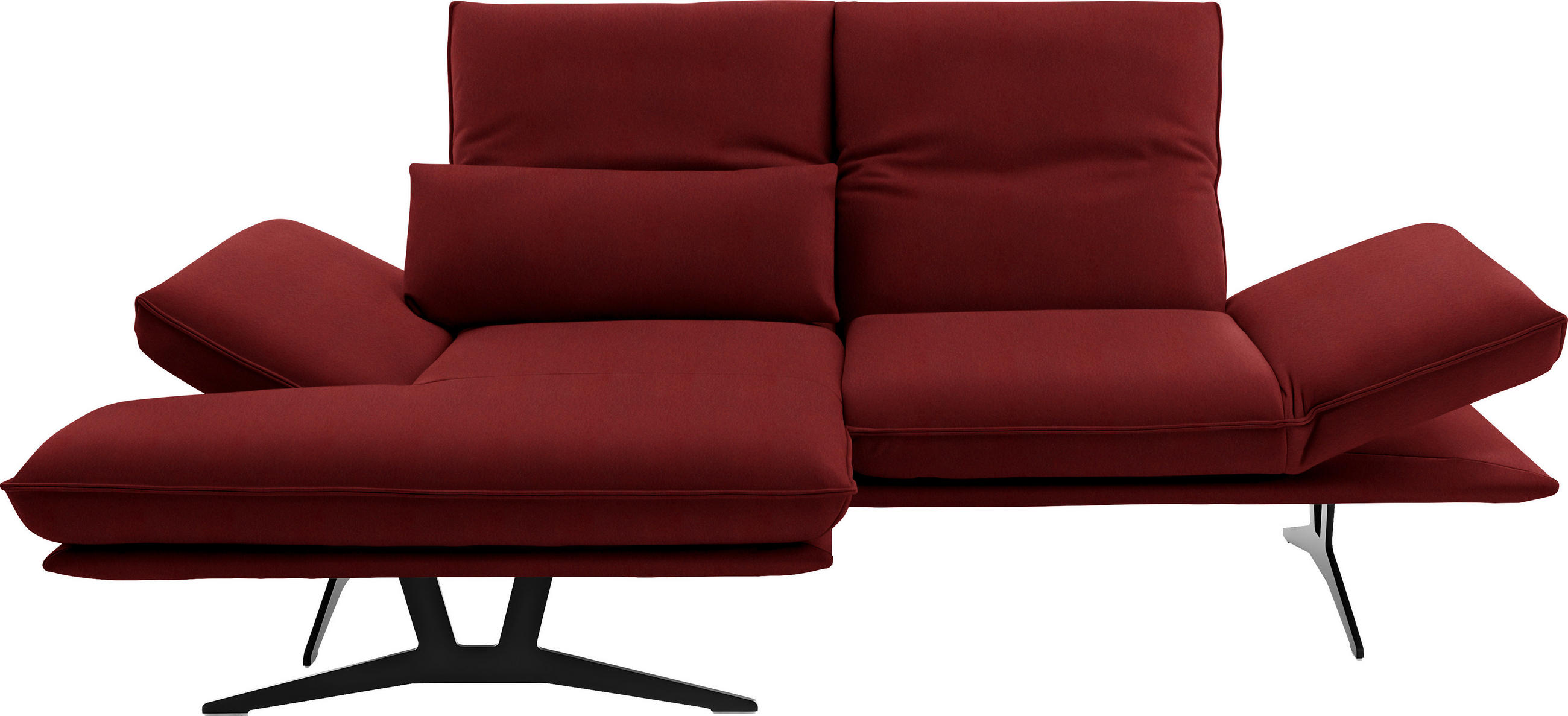 ECKSOFA in Echtleder Rot  130/210 cm  - Gelb/Rot, Design, Leder/Metall (130/210cm) - Dieter Knoll
