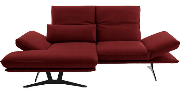 ECKSOFA in Echtleder Rot  - Gelb/Rot, Design, Leder/Metall (130/210cm) - Dieter Knoll