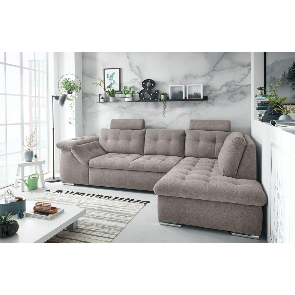 Thumbnail - Mid.you Ecksofa, Beige, Textil, 5-Sitzer, Ottomane rechts, L-Form, 283x193 cm, Schlafen auf Sitzhöhe, Rücken echt, Wohnz...
