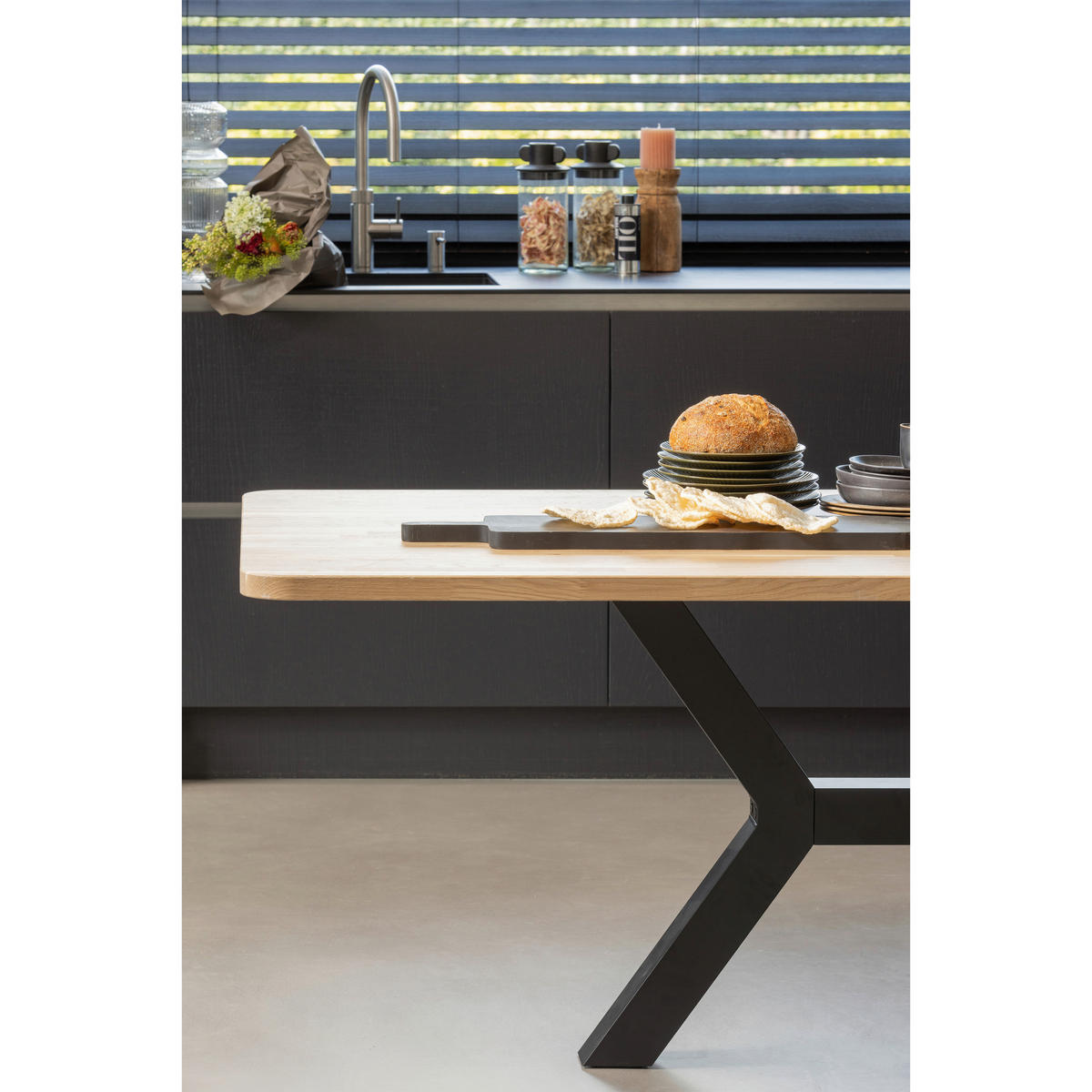 ESSTISCH in Holz, Metall 240/100/77 cm   - Schwarz/Naturfarben, MODERN, Holz/Metall (240/100/77cm) - Livetastic