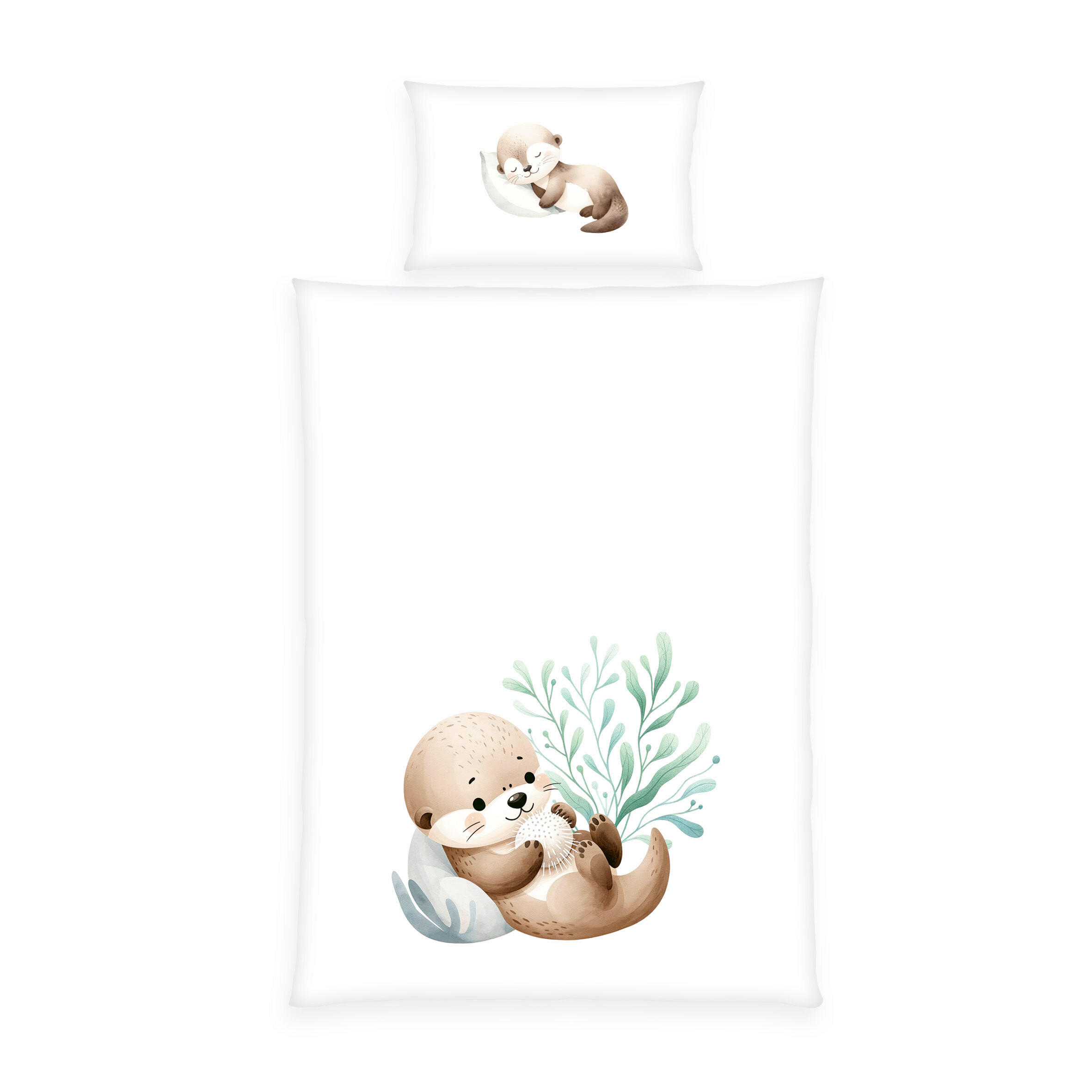 BABYBETTWÄSCHE Schnuffel Otter Renforcé 100/135 cm  - Salbeigrün/Beigebraun, Basics, Textil (100/135cm) - baby best
