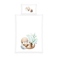 BABYBETTWÄSCHE Schnuffel Otter Renforcé 100/135 cm  - Salbeigrün/Beigebraun, Basics, Textil (100/135cm) - baby best