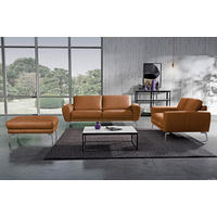 2-SITZER-SOFA Echtleder Chromfarben, Cognac  - Chromfarben/Cognac, Design, Leder/Metall (177/85/92cm) - P & B