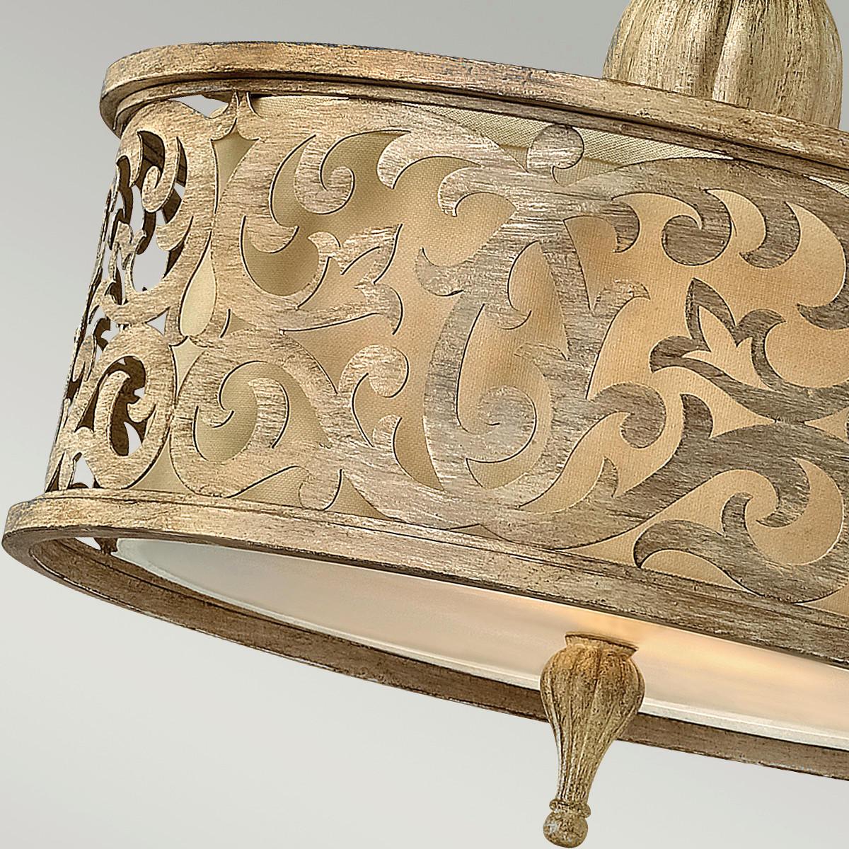 DECKENLEUCHTE  37.5/35.6 cm    - Champagner, Romantik / Landhaus, Glas/Textil (37.5/35.6cm) - Elstead Lighting