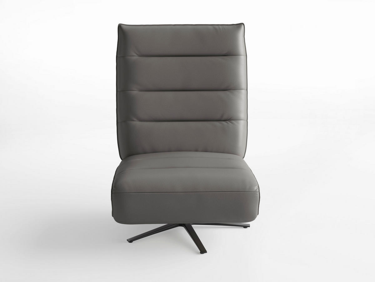RELAXSESSEL Leder Mokka  - Schwarz/Mokka, Basics, Leder/Metall (80/109/98cm) - Sit & More