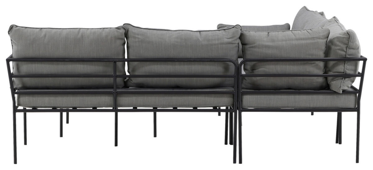 LOUNGEGARNITUR Akazie Stahl  - Schwarz/Grau, KONVENTIONELL, Holz/Metall - Gardenson