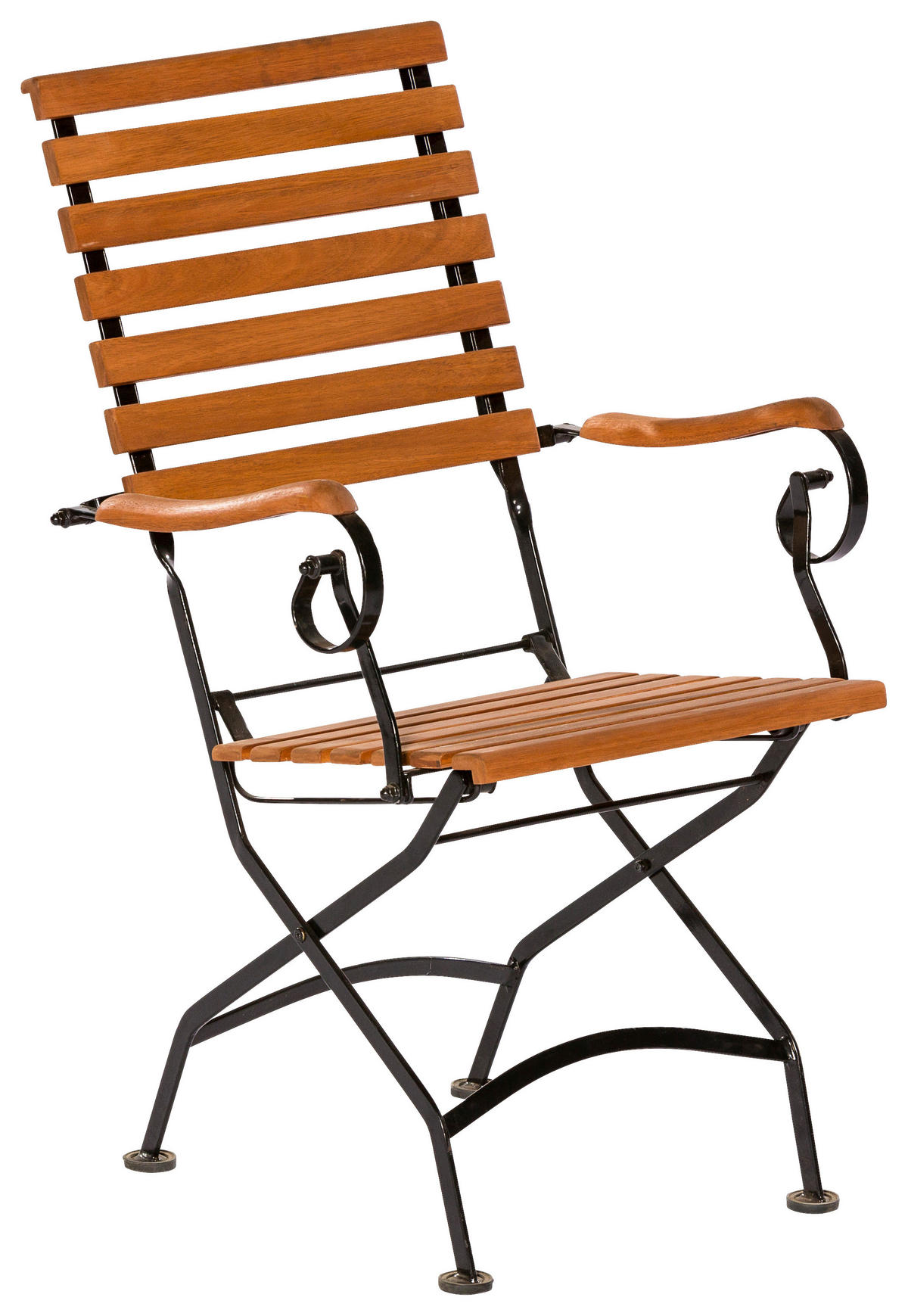 GARTENSESSEL Eukalyptusholz Naturfarben, Schwarz  - Schwarz/Naturfarben, ROMANTIK / LANDHAUS, Holz/Metall (58/95/66cm) - Gardenson