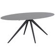 ESSTISCH Grau, Schwarz oval   - Schwarz/Grau, Design, Keramik/Metall (180/89/76cm) - Novel