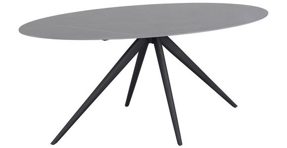 ESSTISCH Grau, Schwarz oval   - Schwarz/Grau, Design, Keramik/Metall (180/89/76cm) - Novel