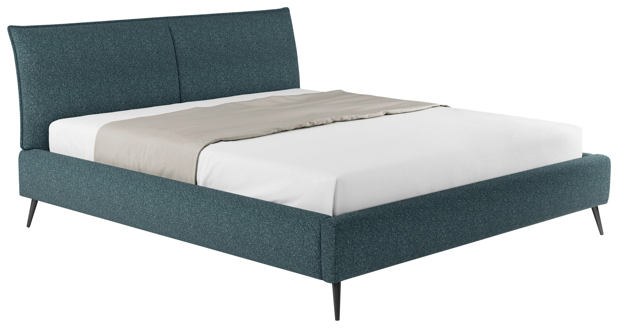 POLSTERBETT gepolstertes Kopfteil, Bettkasten, Lattenroste 180/200 cm  in Blau, Grau, Dunkelgrün  - Blau/Dunkelgrün, Design, Holz/Textil (180/200cm) - Esposa