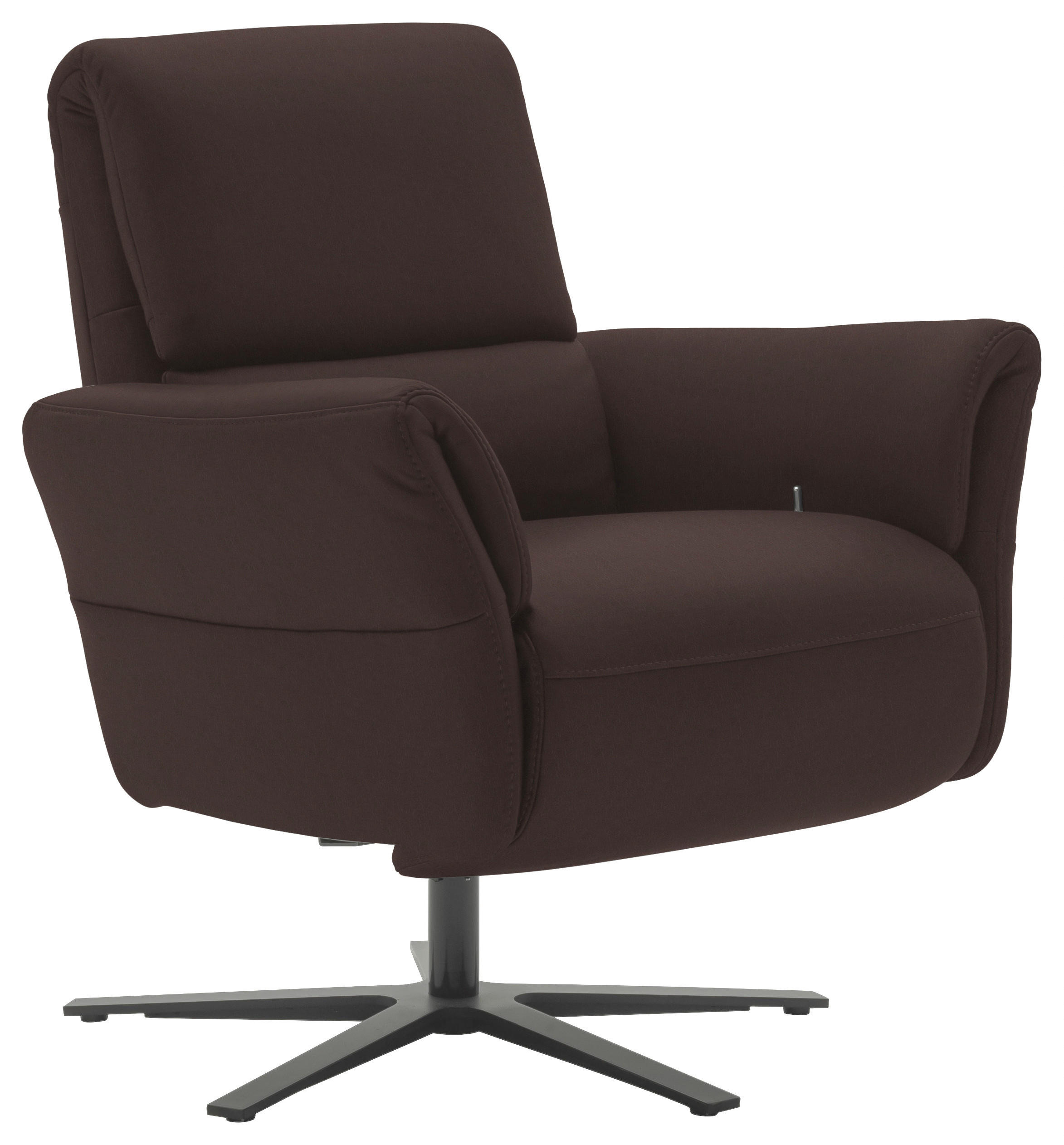 RELAXSESSEL Echtleder Relaxfunktion, Kopfteilverstellung, Nackenkissen    - Dunkelbraun/Schwarz, Design, Leder/Metall (81/118/82cm) - Schöner Wohnen