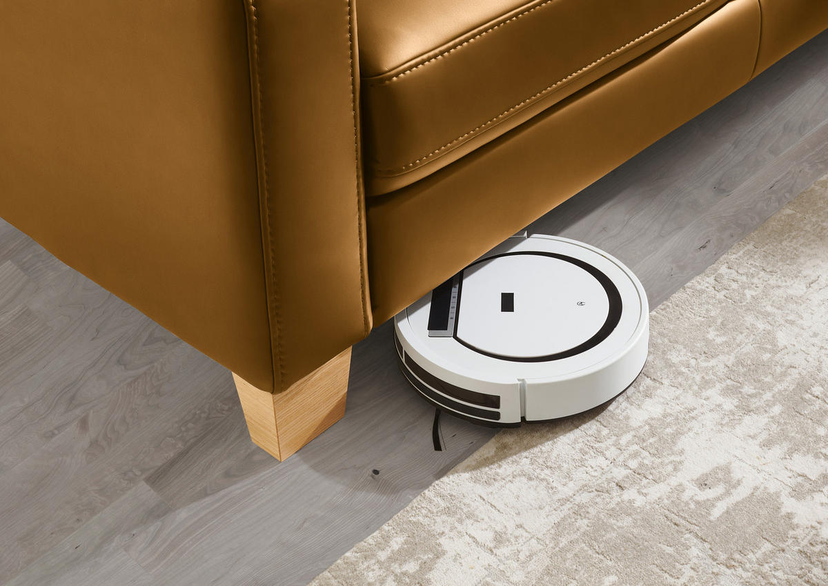 ECKSOFA in Echtleder Senfgelb  - Eiche Bianco/Senfgelb, Konventionell, Leder/Holz (257/235cm) - Valdera