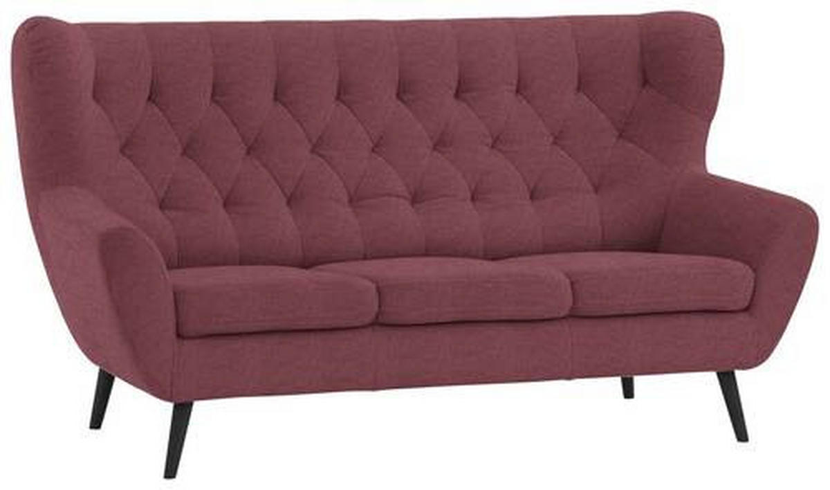 3-SITZER-SOFA in Mikrofaser Weinrot  - Weinrot/Schwarz, Design, Holz/Textil (187/101/95cm) - Stylife