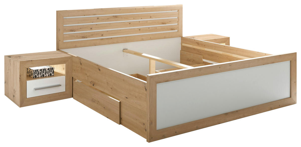 SPAVAĆA SOBA    180/200 cm  - bijela/boje hrasta, Konvencionalno, drvni materijal (180/200cm) - MID.YOU