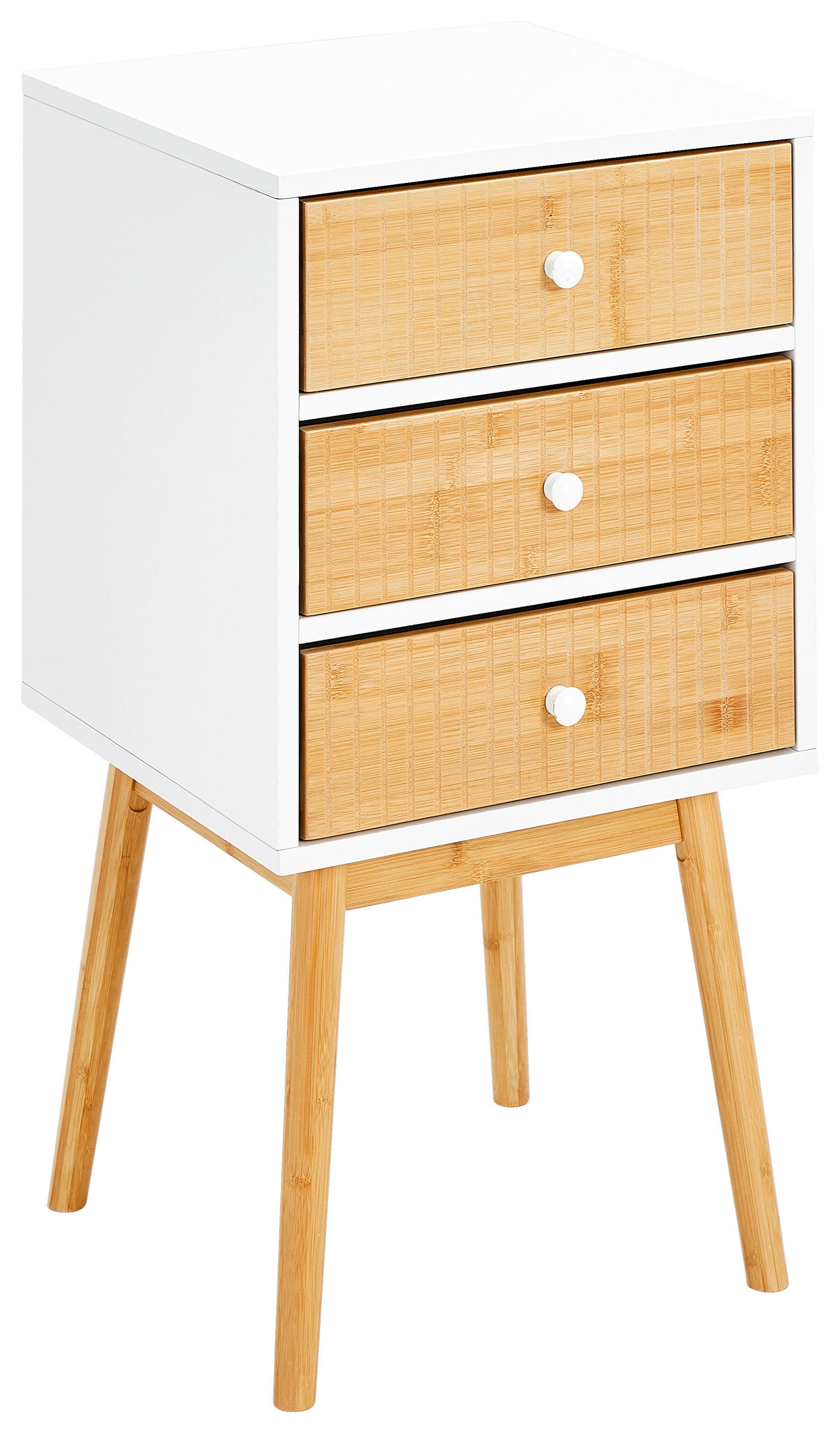 NOČNA OMARICA, masivno bor naravne barve, bela  - bela/naravne barve, Design, leseni material/les (40/76/40cm) - Xora