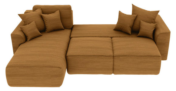 ECKSOFA Rostfarben Cord Zierkissen, Rückenkissen, Bettkasten, Schlaffunktion, Rücken echt, Liegefläche im Originalstoff  - Chromfarben/Rostfarben, KONVENTIONELL, Kunststoff/Textil (195/293cm) - Carryhome