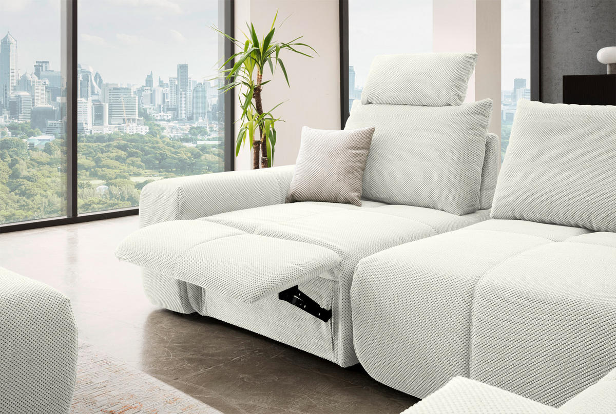 CANAPÉ D'ANGLE in Velours Creme  - Creme/Schwarz, Design, Kunststoff/Textil (326/236cm) - Xora