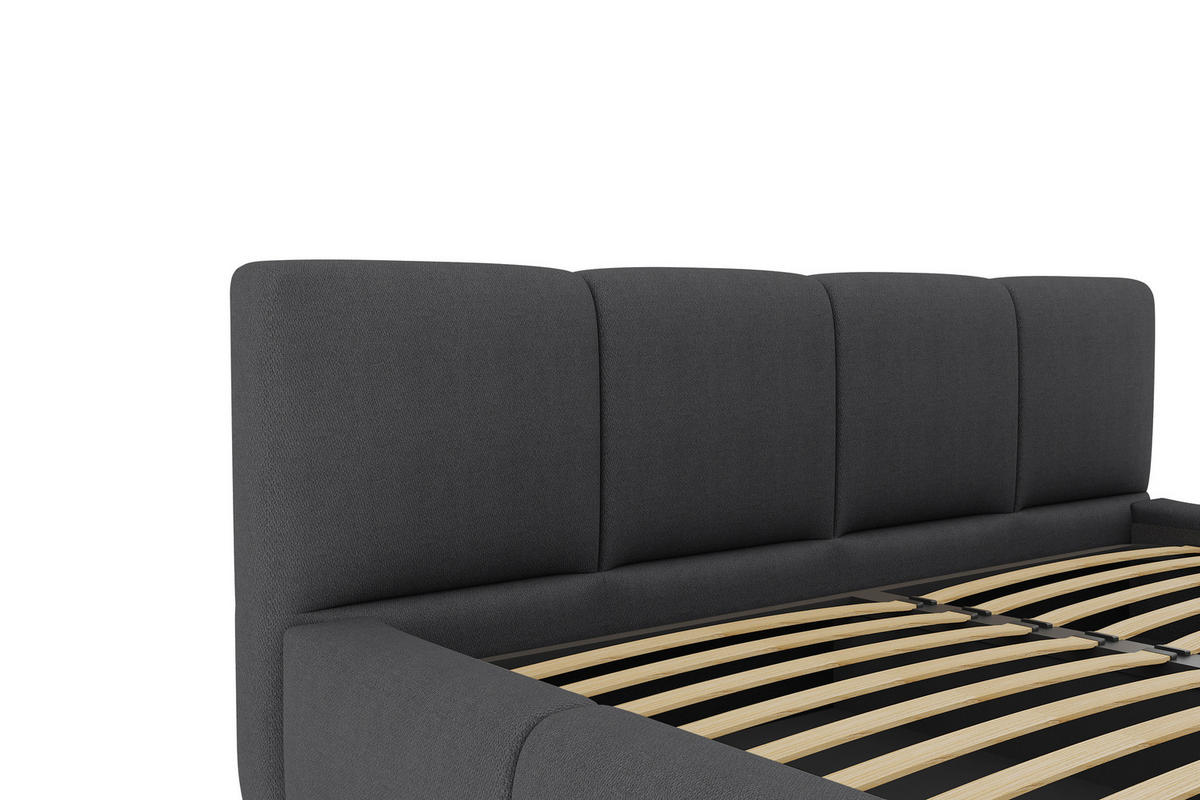 POLSTERBETT 180/200 cm,  in Anthrazit, Lattenrost, Bettkasten,  - Anthrazit/Schwarz, Design, Holz/Textil (180/200cm) - Xora