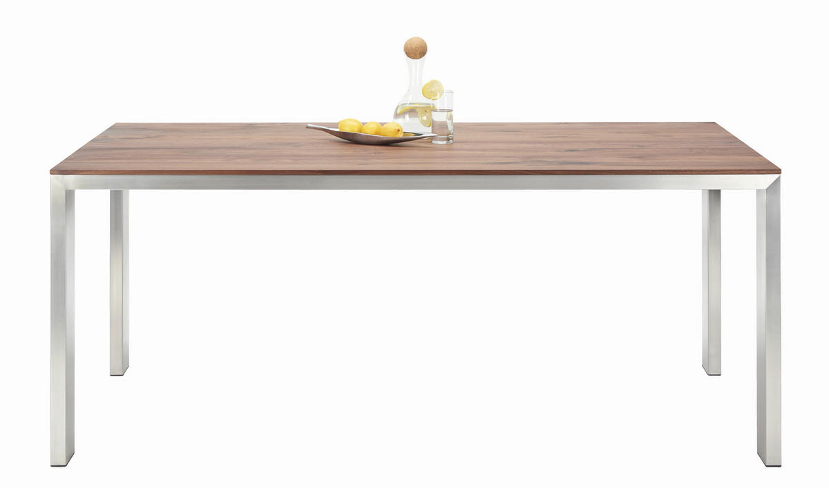 ESSTISCH in Holz, Metall 260/100/77 cm  - Edelstahlfarben/Nussbaumfarben, Design, Holz/Metall (260/100/77cm) - Bert Plantagie