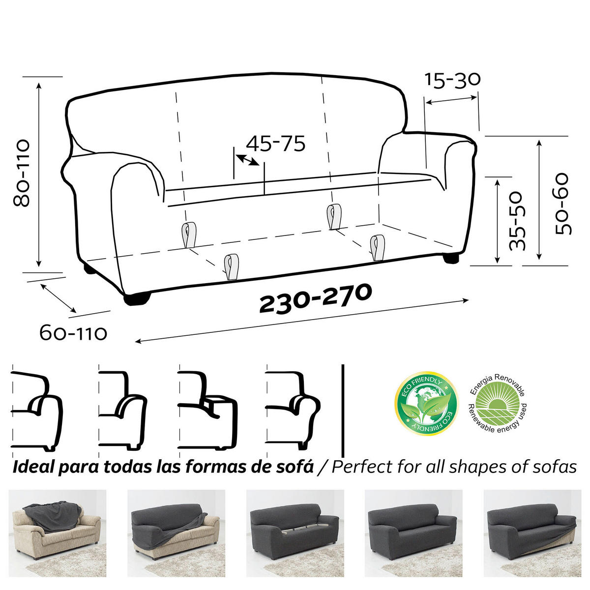 NAVLAKA ZA ČETVOROSED  NORA  - svetlosiva, Konvencionalno, tekstil (230-270/80-110/60-110cm) - Novel
