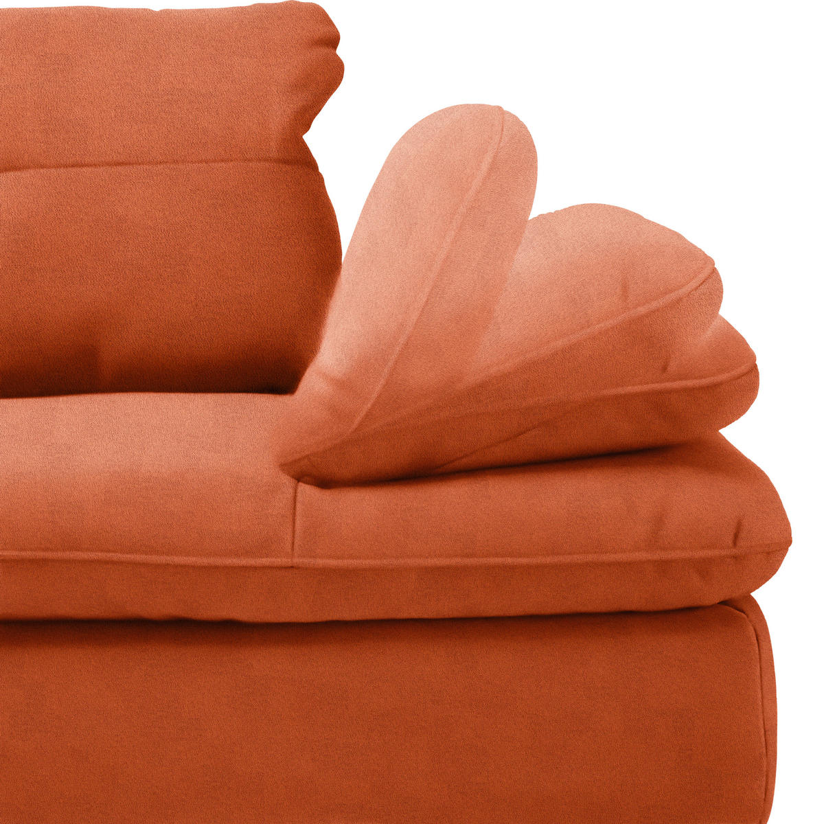 ECKSOFA in Flachgewebe Terracotta  - Terracotta/Schwarz, Design, Textil/Metall (271/344cm) - Chilliano