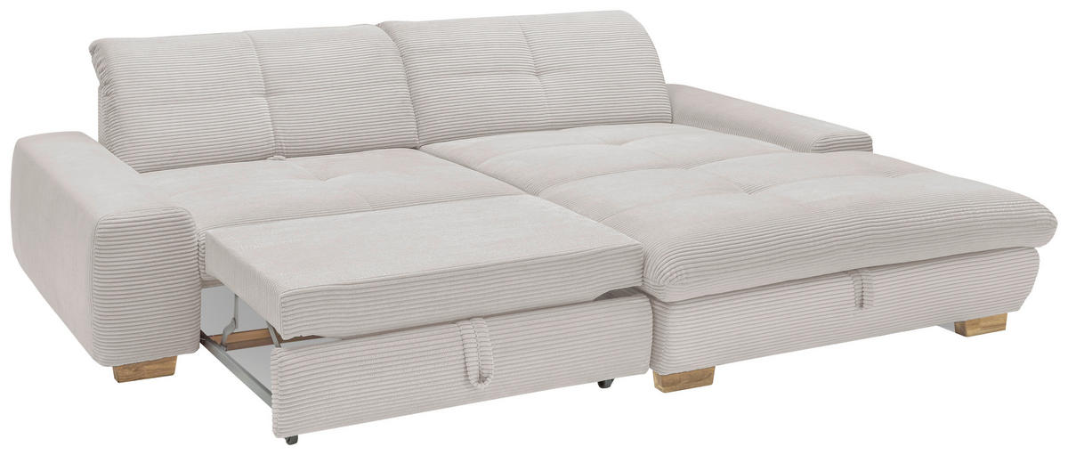 ECKSOFA Hellgrau Cord  - Eichefarben/Hellgrau, Design, Holz/Textil (276/198cm) - SetOne by Musterring
