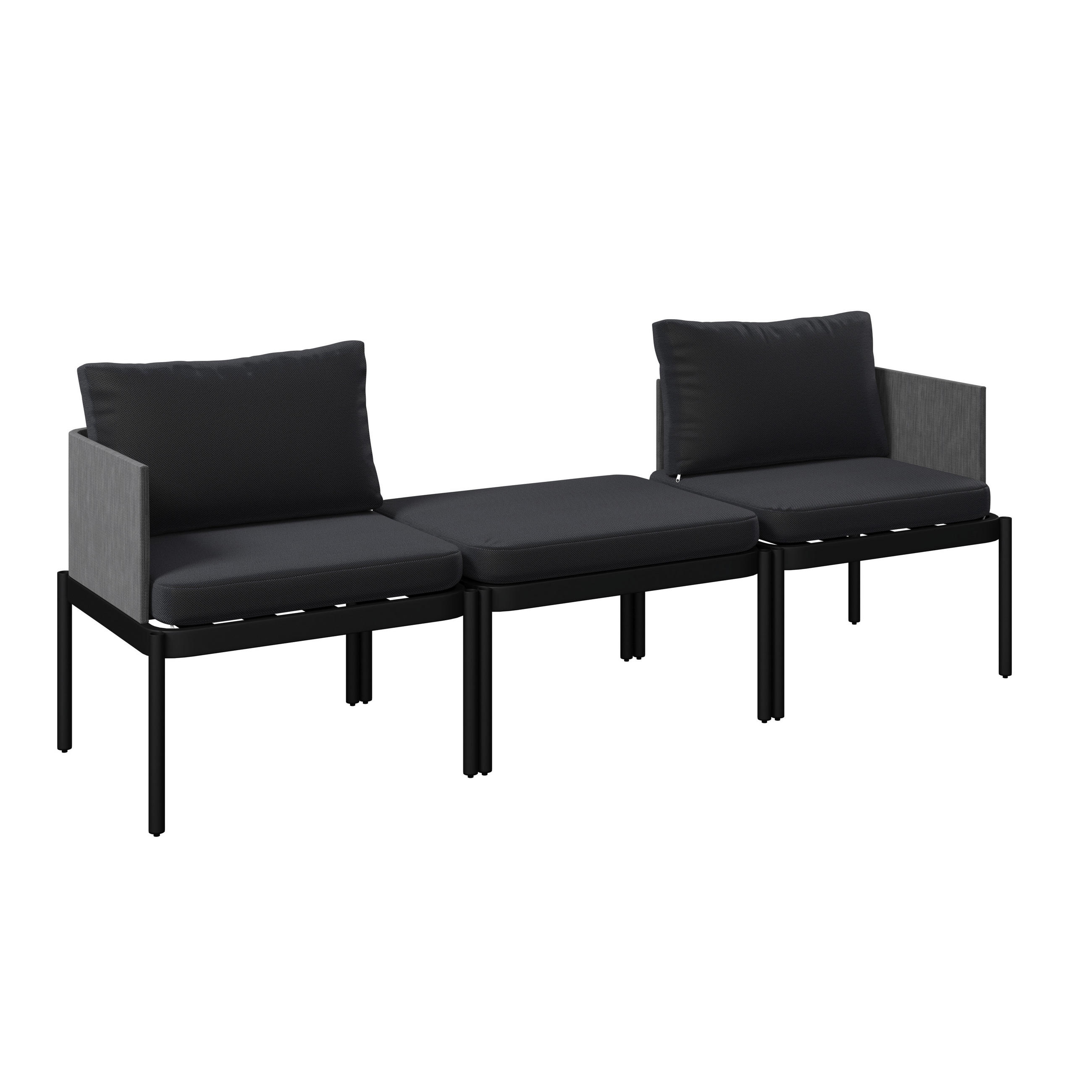 Thumbnail - Ambia Garden Balkonset, Anthrazit, Hellgrau, Metall, Textil, 3-teilig, Füllung: Polyester,Schaumstoff, Rundrohr, 65-195x...