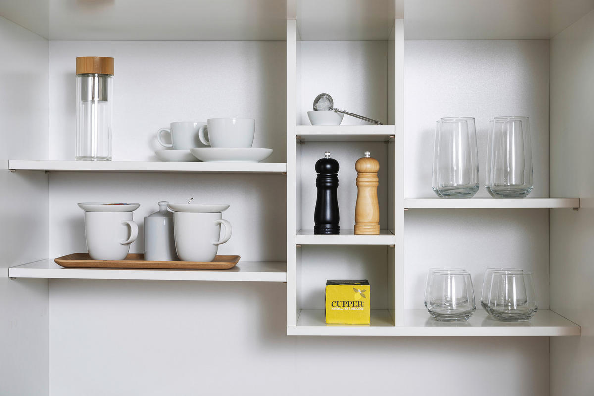 SCHRANKKÜCHE 104/193/67 cm  Grau  - Weiss/Edelstahlfarben, Modern, Holzwerkstoff/Metall (104/193/67cm) - Respekta