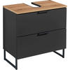 WASCHBECKENUNTERSCHRANK 60/60/35 cm  - Eichefarben/Schwarz, KONVENTIONELL, Holzwerkstoff/Metall (60/60/35cm) - home24