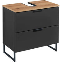 WASCHBECKENUNTERSCHRANK 60/60/35 cm  - Eichefarben/Schwarz, KONVENTIONELL, Holzwerkstoff/Metall (60/60/35cm) - home24
