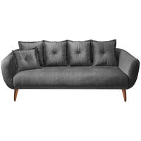 3-SITZER-SOFA in Velours Grau  - Buchefarben/Grau, Modern, Holz/Textil (236/94/103cm) - Livetastic