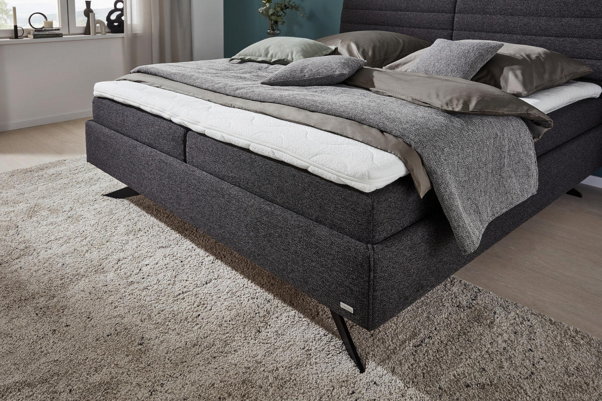 POLSTERBETT 180/200 cm  in Schwarz  - Weiss/Schwarz, Design, Holzwerkstoff/Kunststoff (180/200cm) - Dieter Knoll