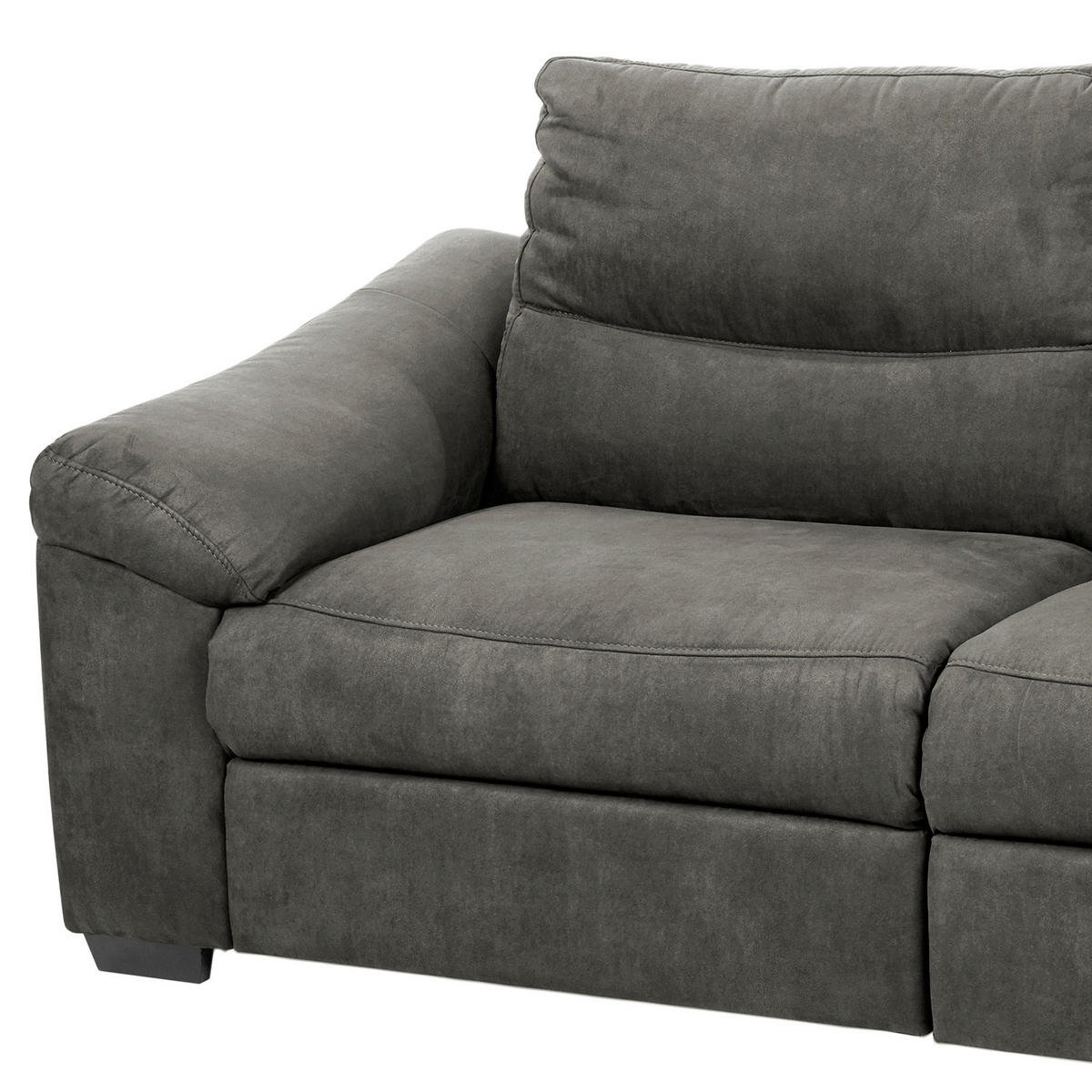 2,5-SITZER HAMPTON in Flachgewebe Anthrazit Landhaus  - Anthrazit/Schwarz, Design, Holz/Textil (214/97/97cm) - Livetastic