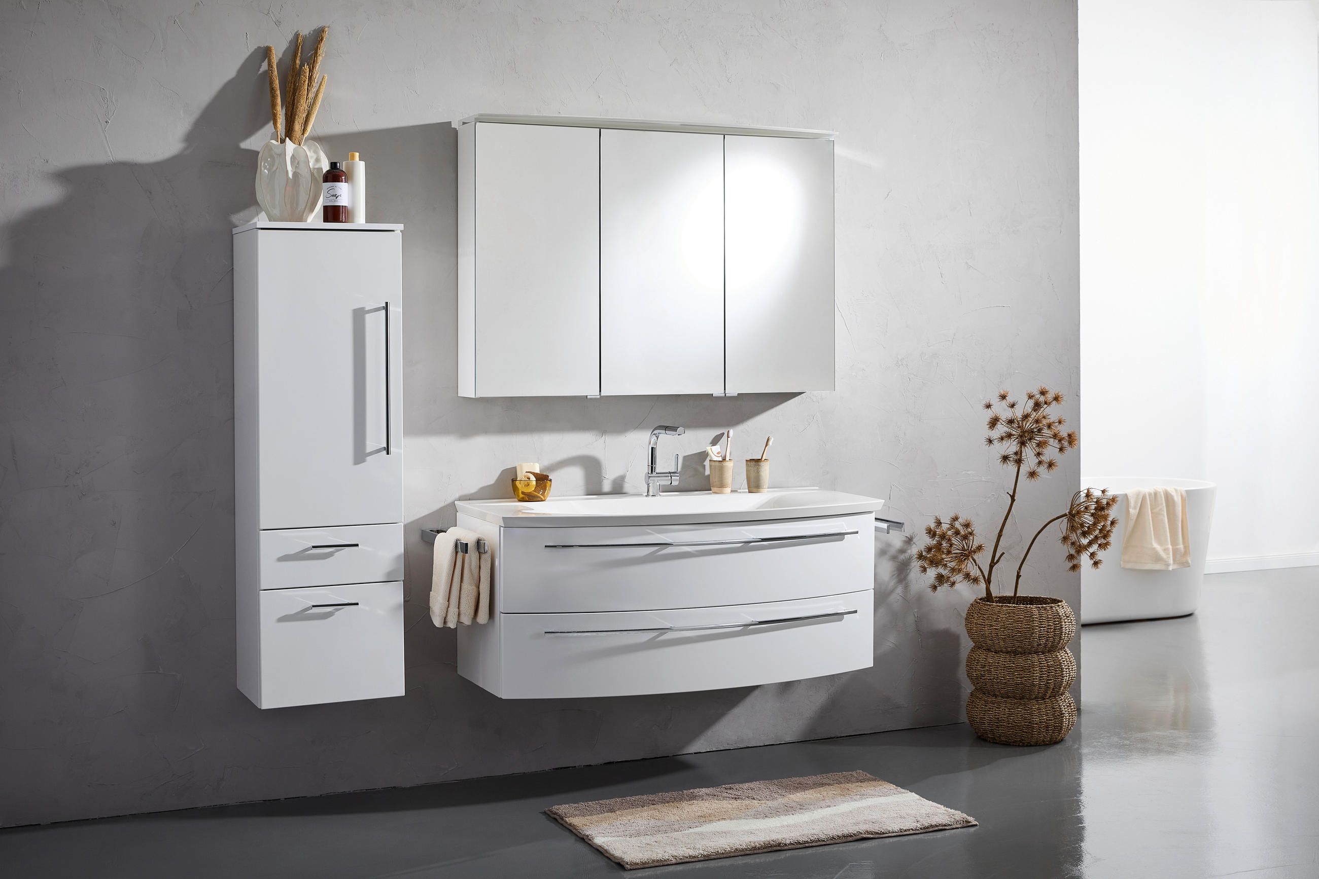 BADEZIMMER  in 120 cm  - Weiß, Design, Holzwerkstoff/Stein (120cm) - Dieter Knoll